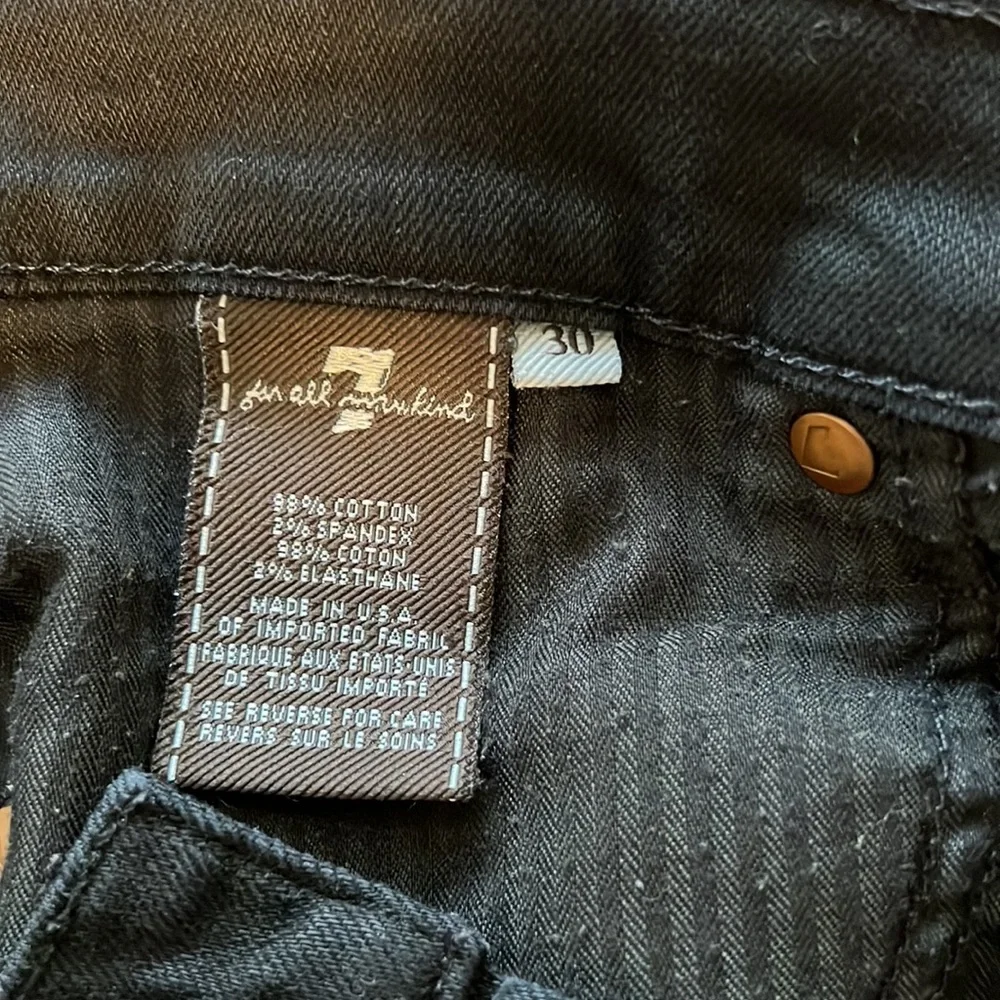 7 For All Mankind Mid-Rise Black Straight Leg Jeans, 30 - Picture 11 of 11